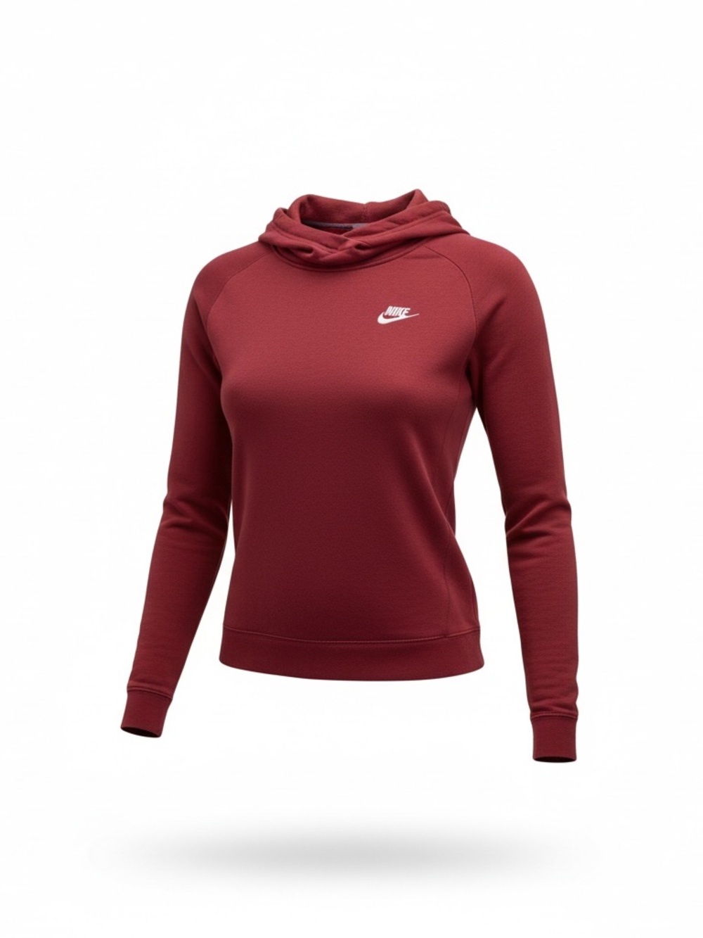 Nike Women's Burgundy Pullover Hoodie with White Swoosh